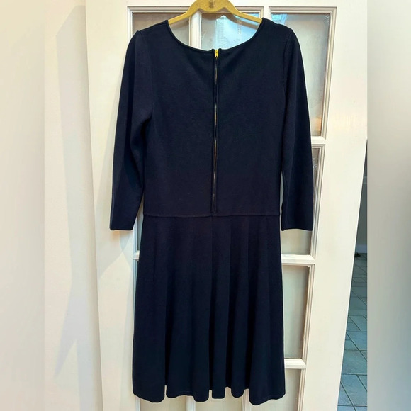 Talbots Dark Navy Long Sleeve Ponte Knit Heavy Sweater Shift Dress Size Large L - Picture 2 of 7